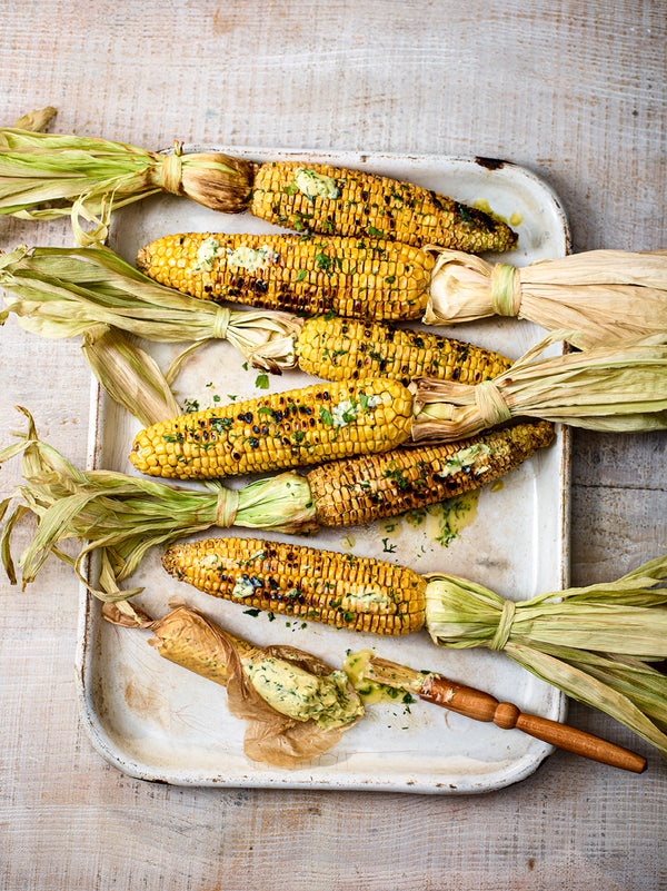 Corn on the Cob with Garlic Confit & Parsley Butter