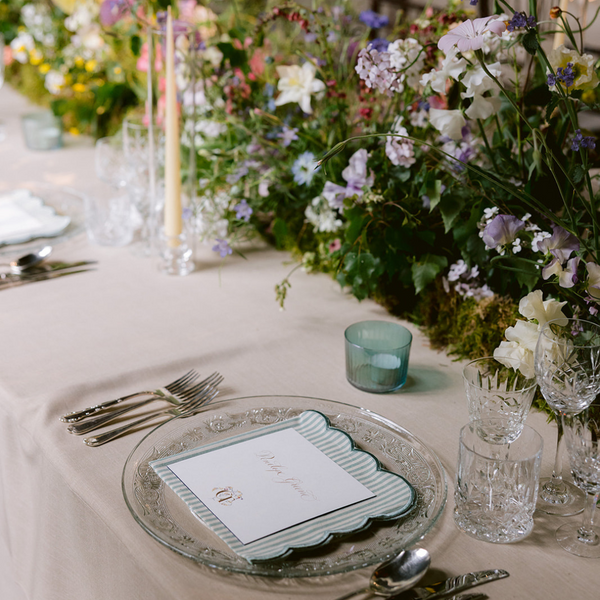 Green Stripe Scallop Napkin