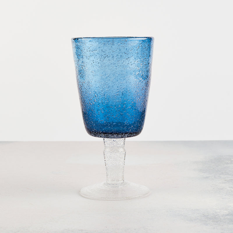 Ocean Blue Bubble Wine Glass