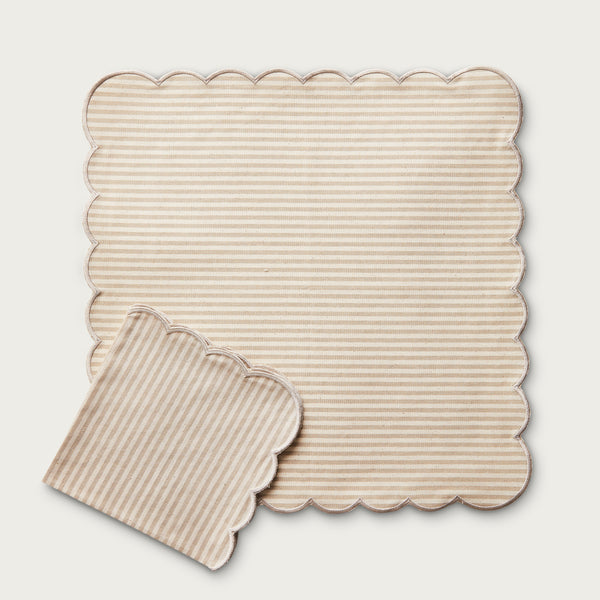 Beige Stripe Scallop Napkin