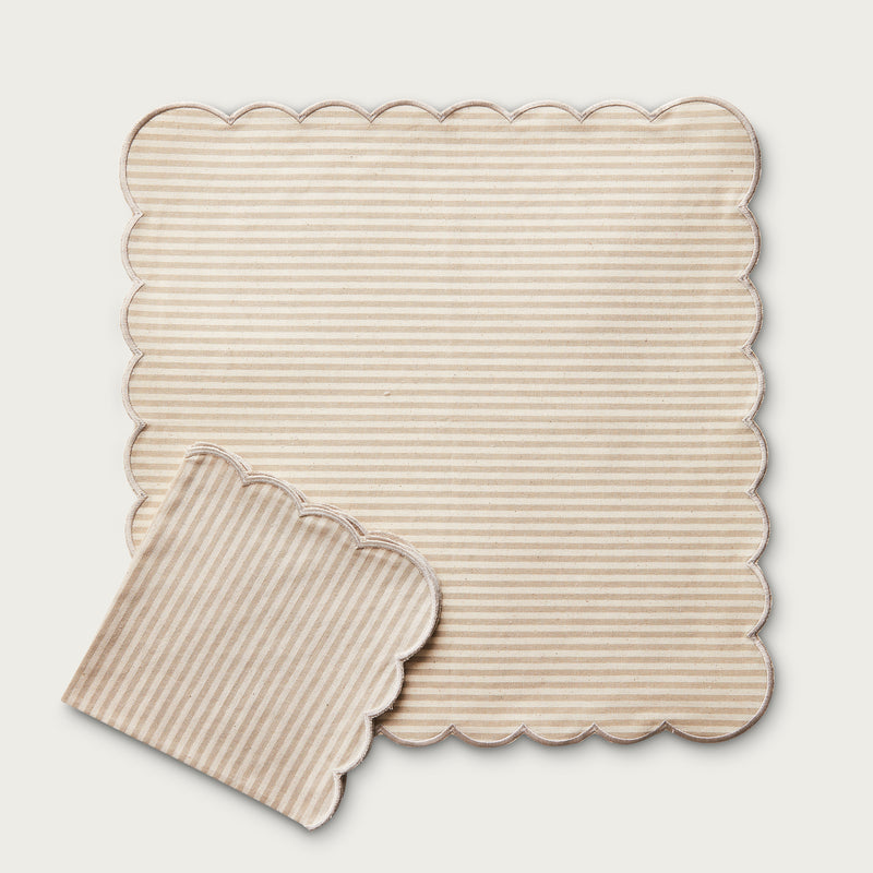 Beige Stripe Scallop Napkin