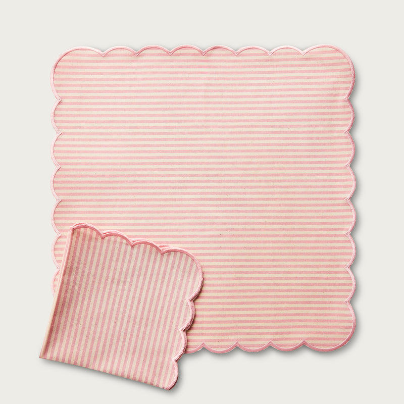 Pink Stripe Scallop Napkin