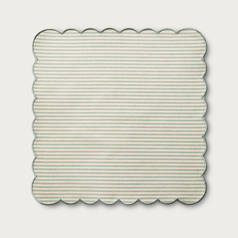 Green Stripe Scallop Napkin