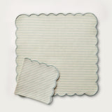 Green Stripe Scallop Napkin