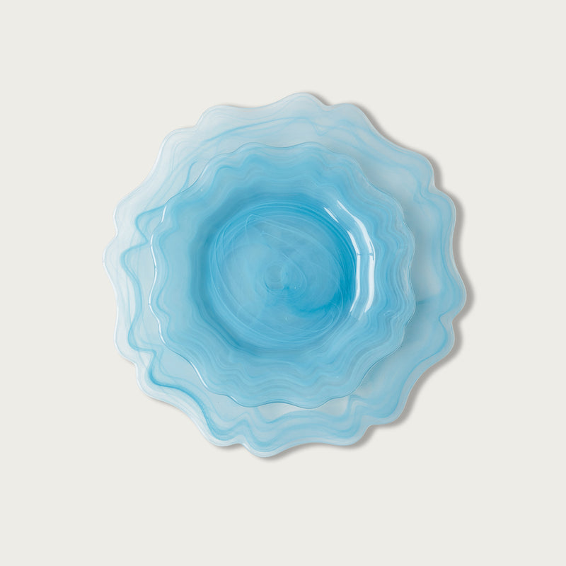 Sky Blue Marble Dessert Plate