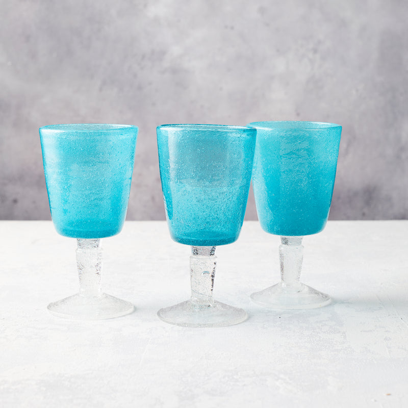 Turquoise Bubble Wine Glass