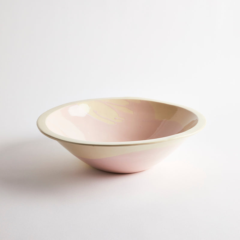 Cream and Pink glazed bowl.