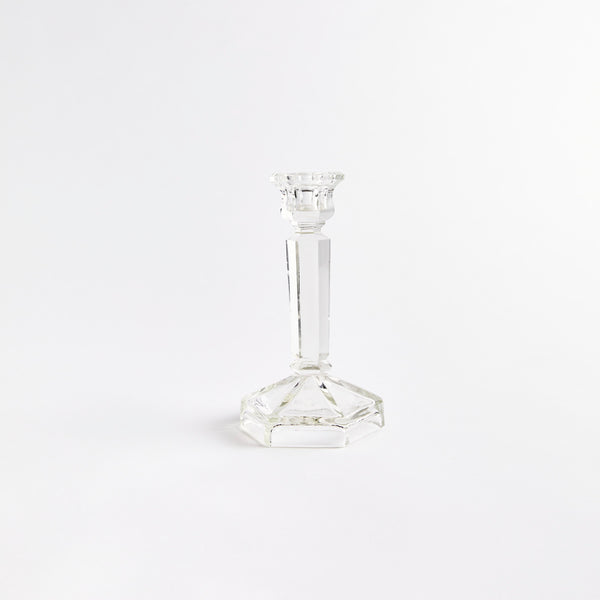 Clear glass candle holder.