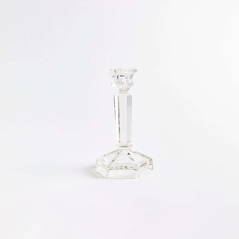 Clear glass candle holder.