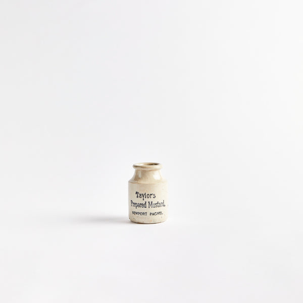 Cream ceramic "Taylors Prepared Mustard" container.