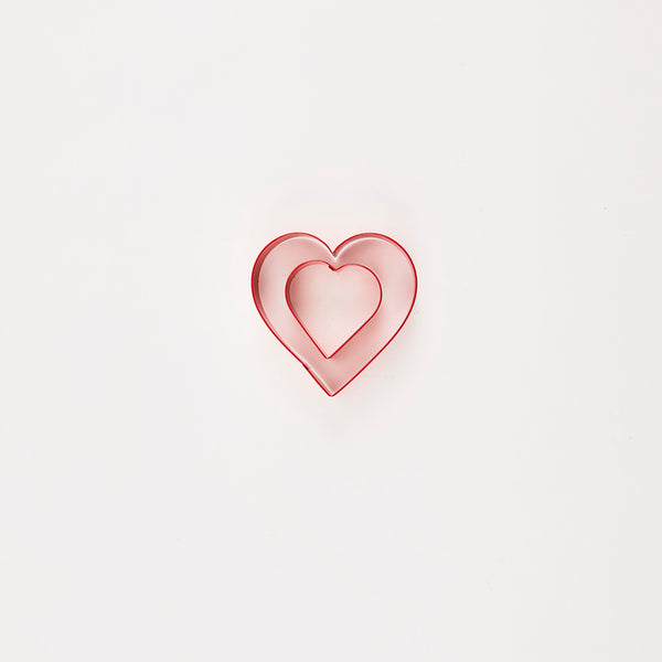 Red heart shaped cutter set.