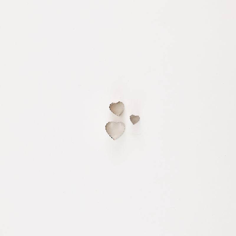 Silver heart shaped cutter set.