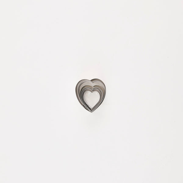 Silver heart shaped cutter set.