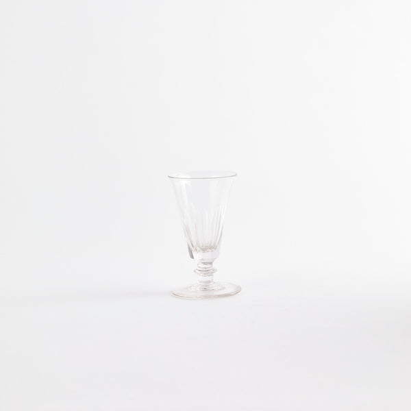 Clear floral etching glass cup.