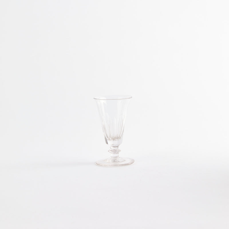 Clear floral etching glass cup.
