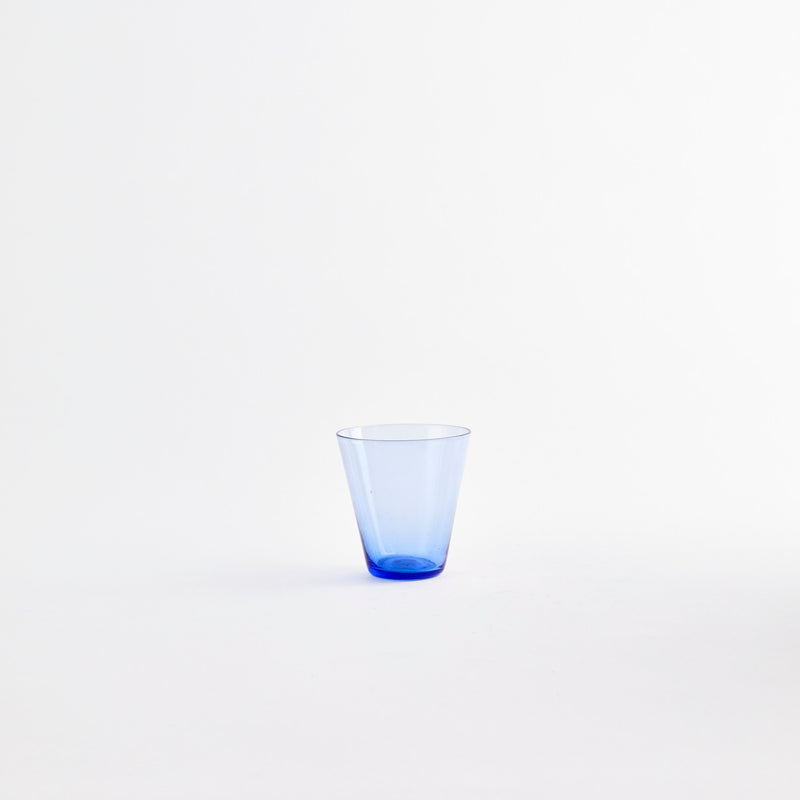 Blue glass cup.