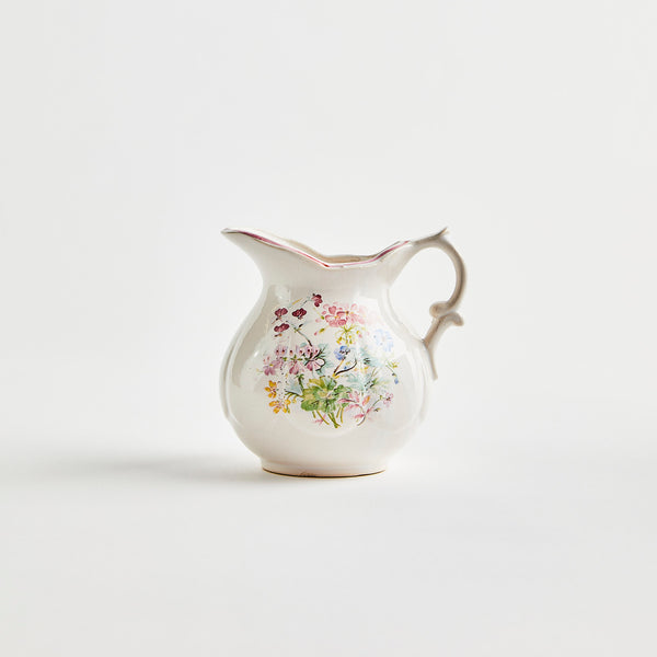 White and pink floral jug.