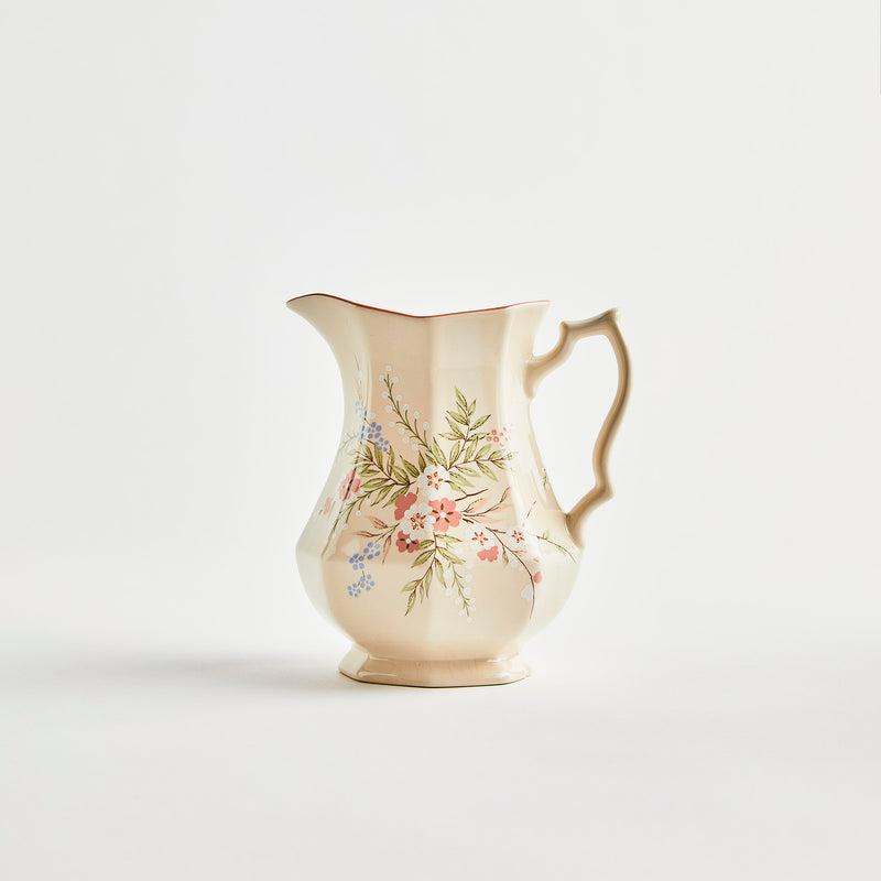 White and pink floral jug.