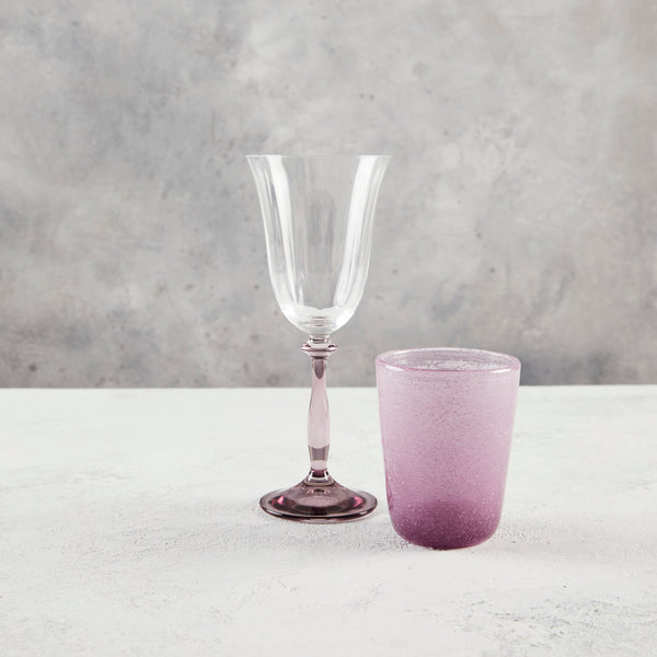 Lavender wine glass and tumbler.