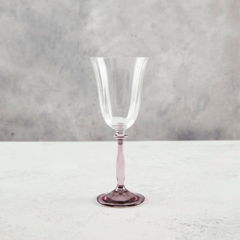 Wine glass with lavender stem.