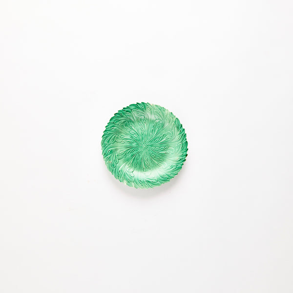 Green leaf design plate.
