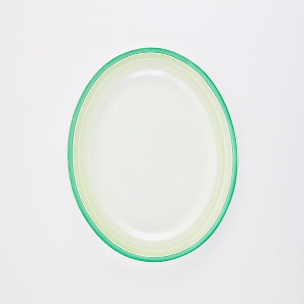 White with green rim platter.