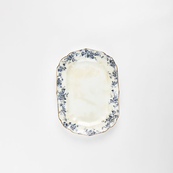 White with blue floral detail rim platter.