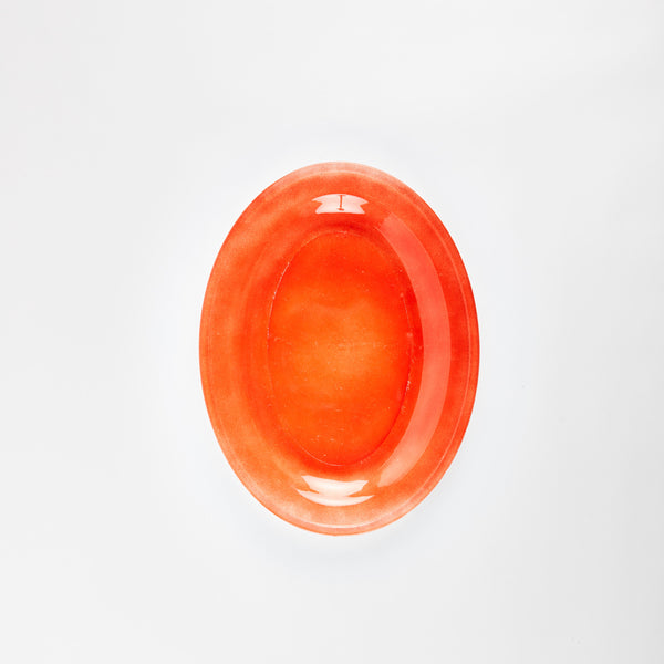 Orange glass platter.