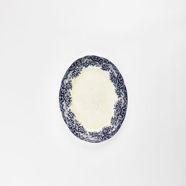 White with blue floral detail rim platter.