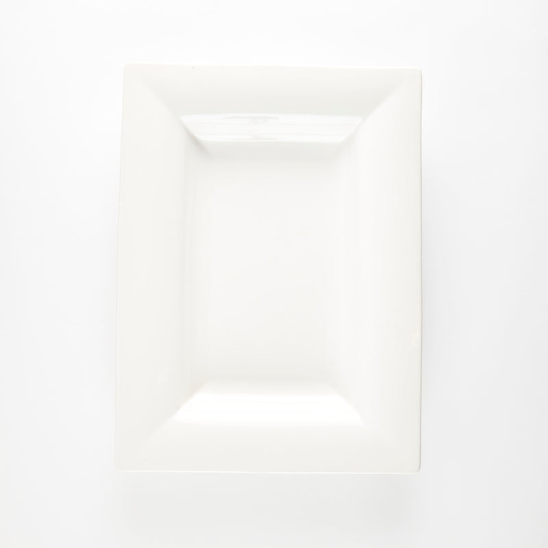 White rectangular ceramic platter.