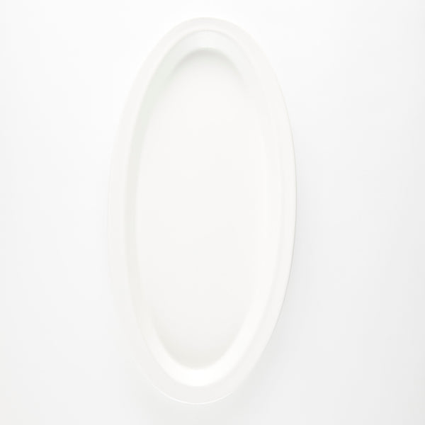 White oval ceramic platter.