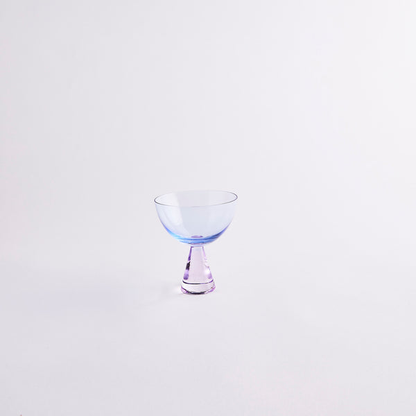 Blue glass coupe with purple base.