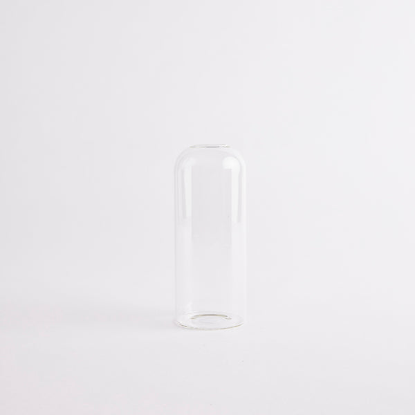 Clear glass vase.