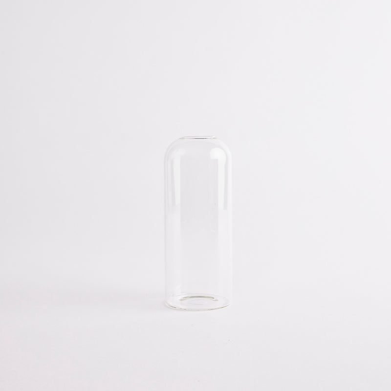 Clear glass vase.