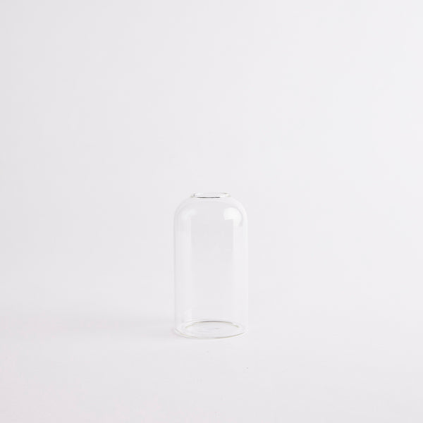 Clear glass vase.