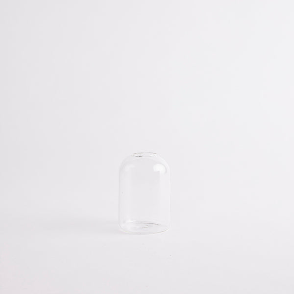 Clear glass vase.