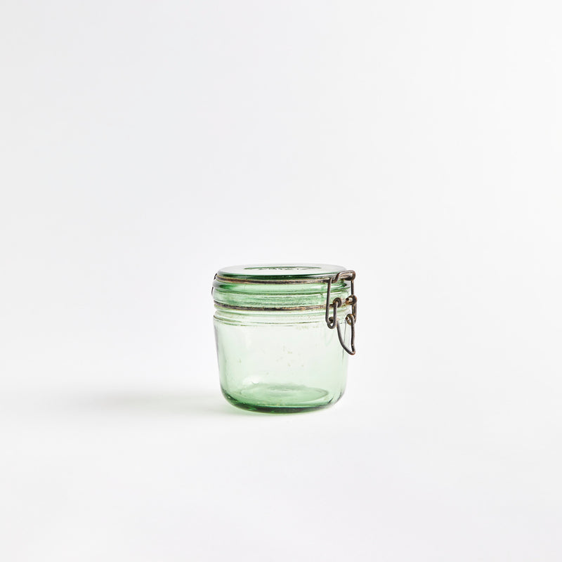 Green glass vintage jar.