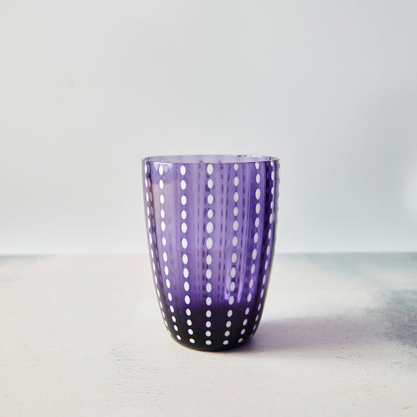 Amethyst and white dotted tumbler.