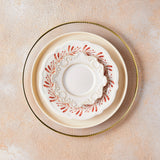 Mixed plate setting with white, autumn, cream and gold.