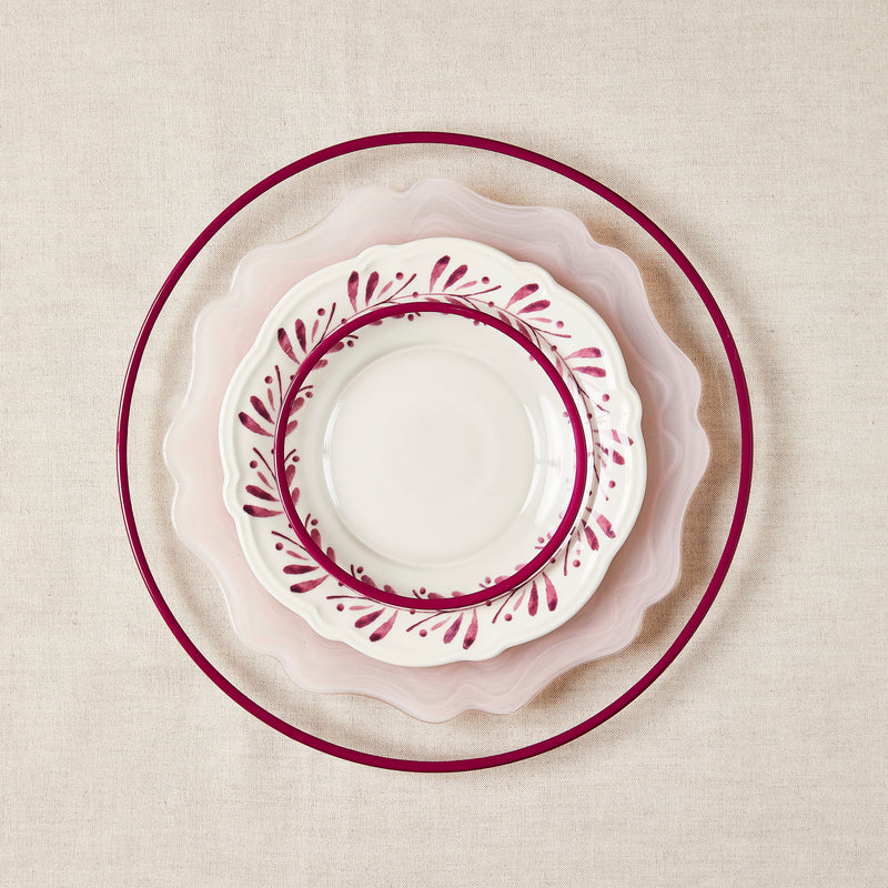 Dark pink, light pink and White with dark pink garland mixed plates.