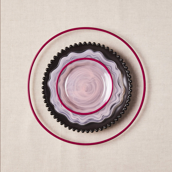 Dark pink, light pink and black bead mixed plates.