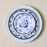 Blue and white mixed vintage plates.
