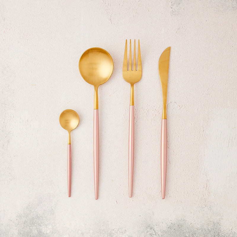 Blush gold cutlery.