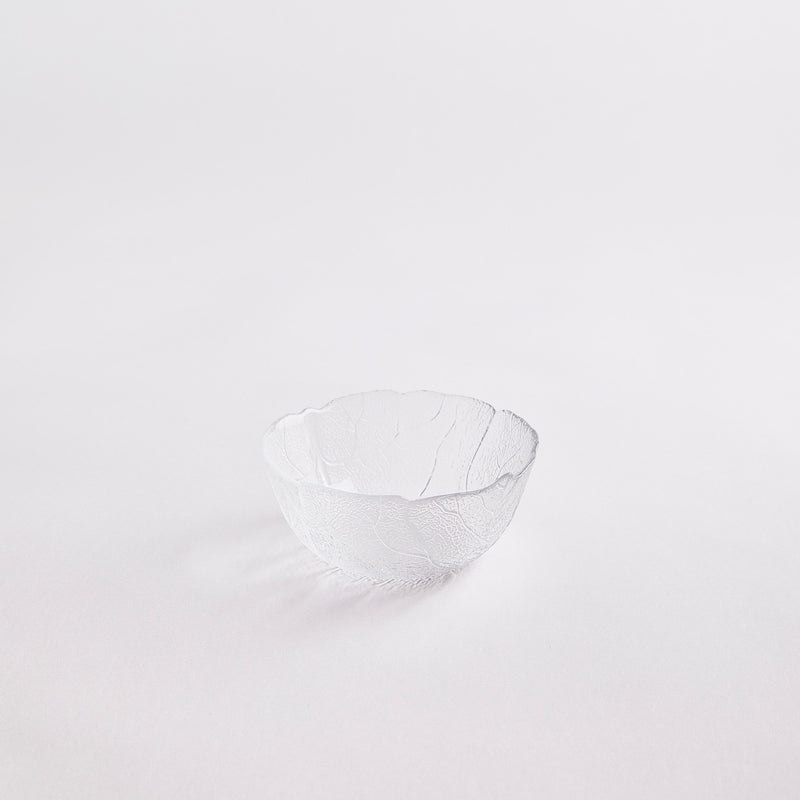 Clear glass bowl.