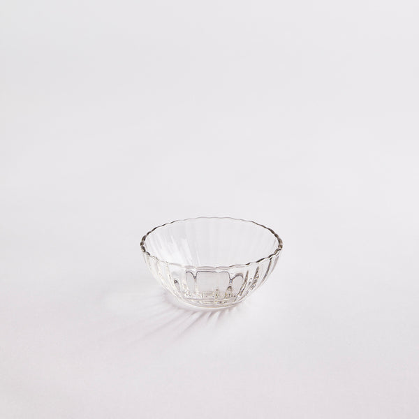 Clear glass bowl.