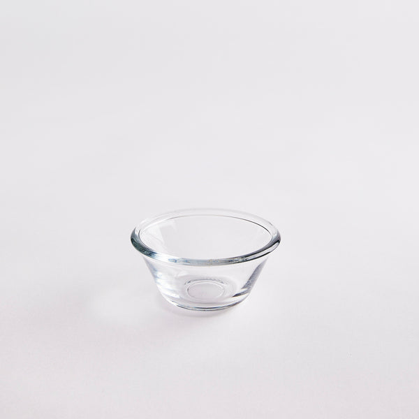 Clear glass bowl.