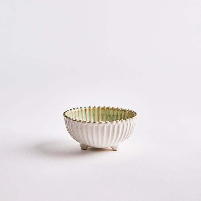 White with green inside bowl.