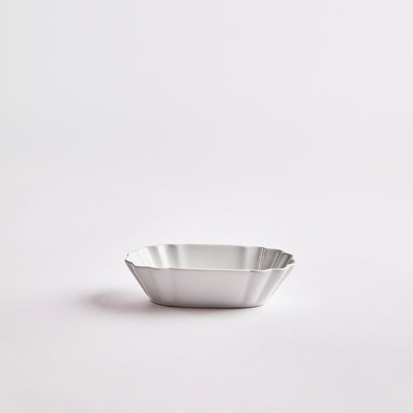 White rectangular ruched bowl.