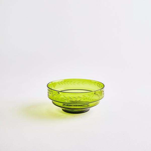 Green vintage glass bowl.
