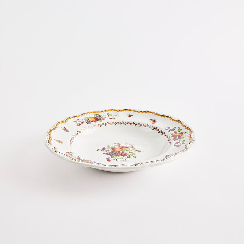 White with multicolour floral vintage design bowl.